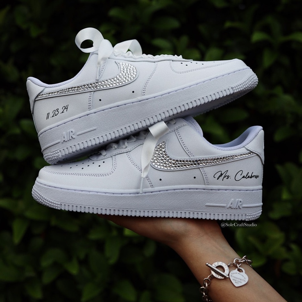 Wedding Sneakers for the Bride - Personalized Bridal Shoes - Nike Air Force 1